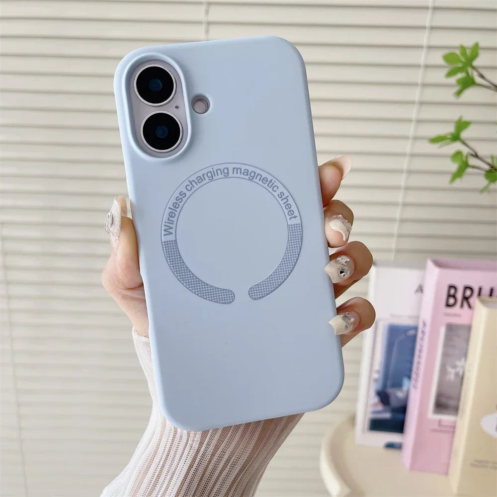 Luxury Solid Color Silicone Magnetic Phone Case for iPhone