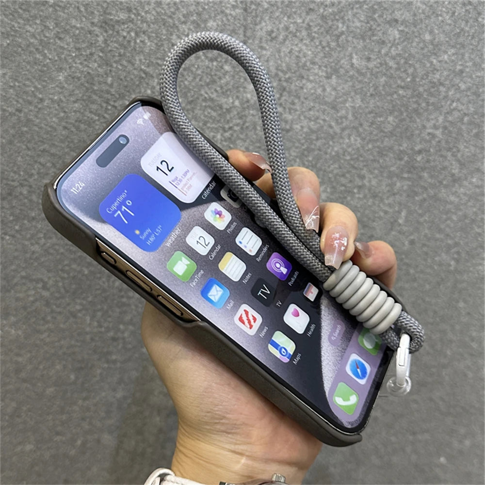 Wallet Wrist Strap Rope Holder Case For iPhone