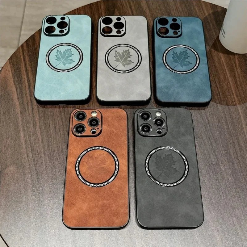 Luxury for Magsafe Wireless Charge Leather Case for IPhone