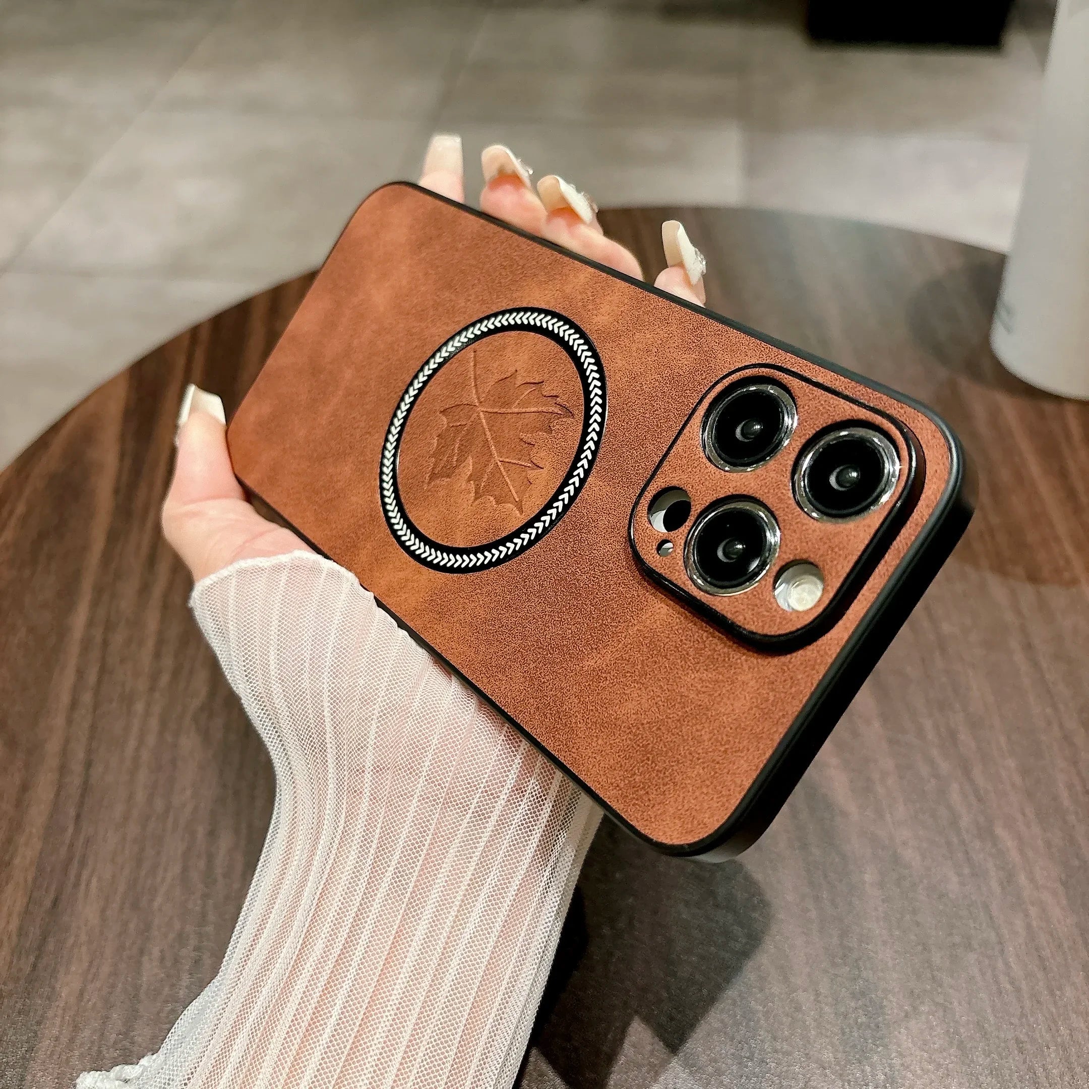 Luxury for Magsafe Wireless Charge Leather Case for IPhone