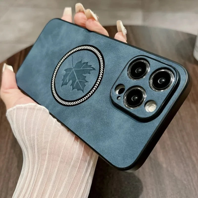 Luxury for Magsafe Wireless Charge Leather Case for IPhone