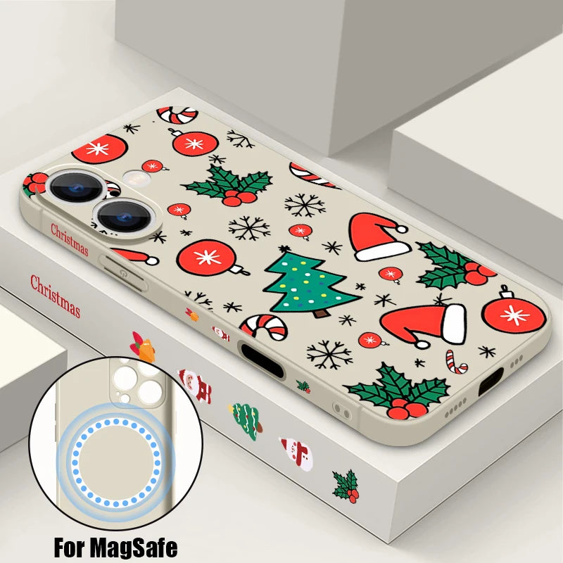 Magnetic Cartoon Christmas Pattern Phone Case For iPhone
