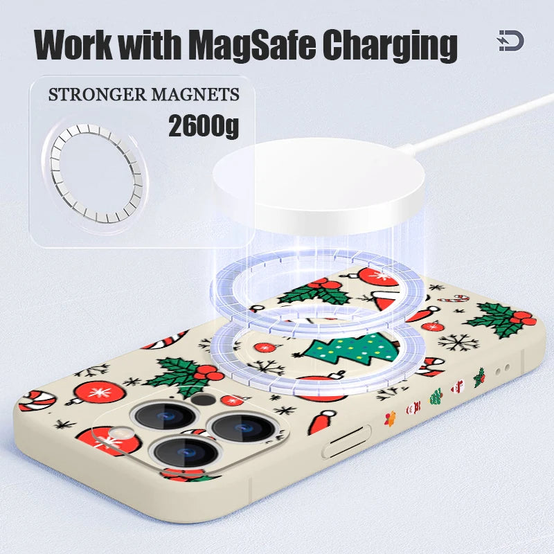 Magnetic Cartoon Christmas Pattern Phone Case For iPhone