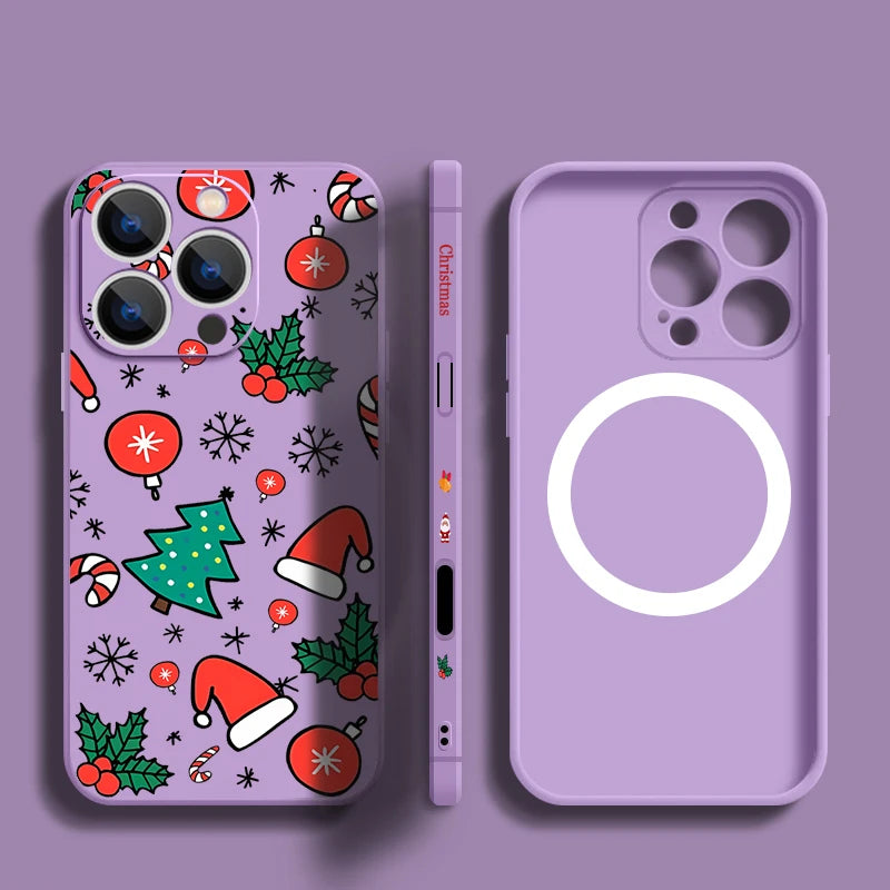Magnetic Cartoon Christmas Pattern Phone Case For iPhone