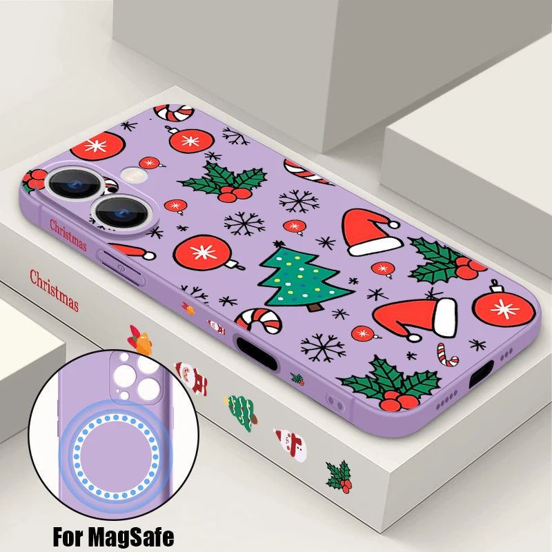 Magnetic Cartoon Christmas Pattern Phone Case For iPhone