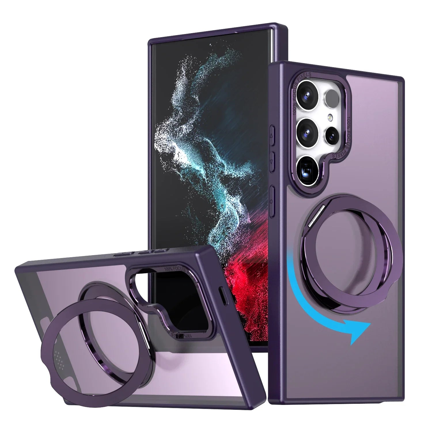 Automotive magnetic ring bracket silicone hard phone case suitable for Samsung