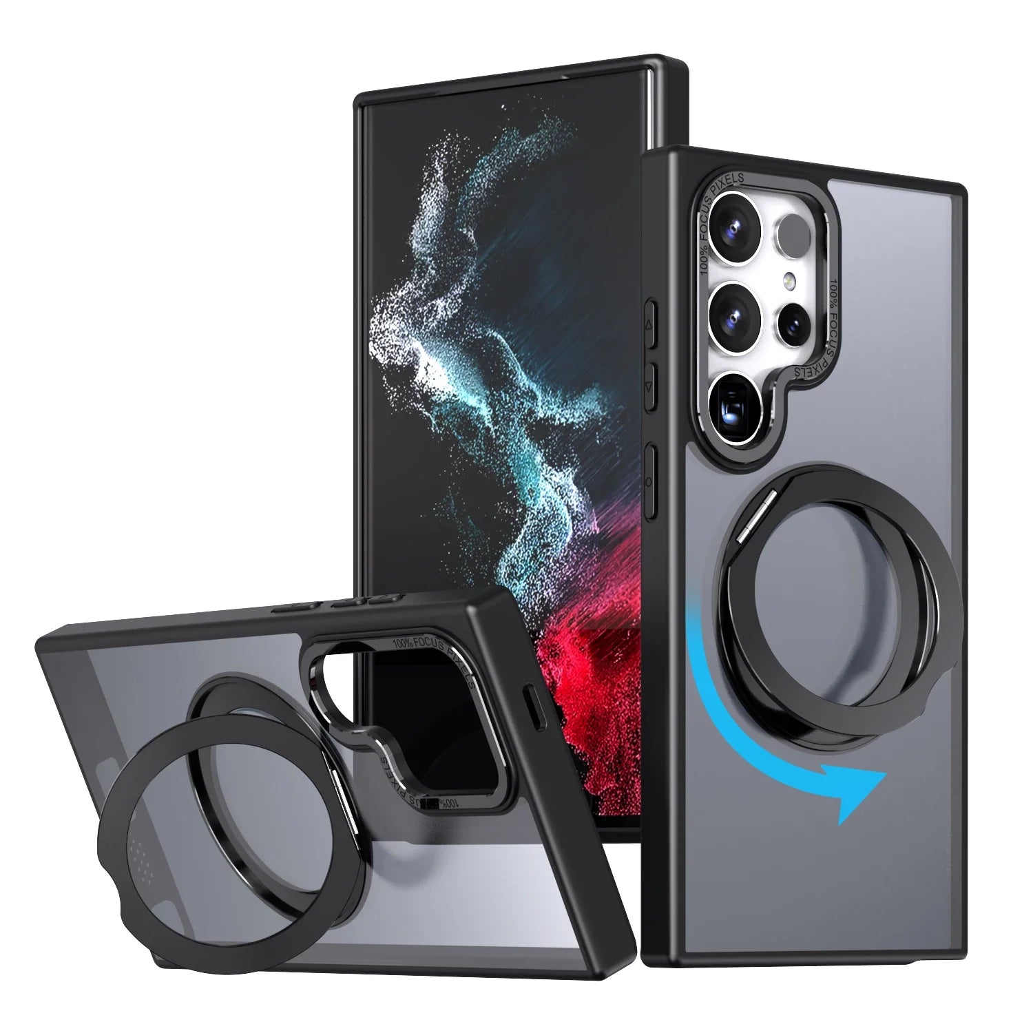 Automotive magnetic ring bracket silicone hard phone case suitable for Samsung