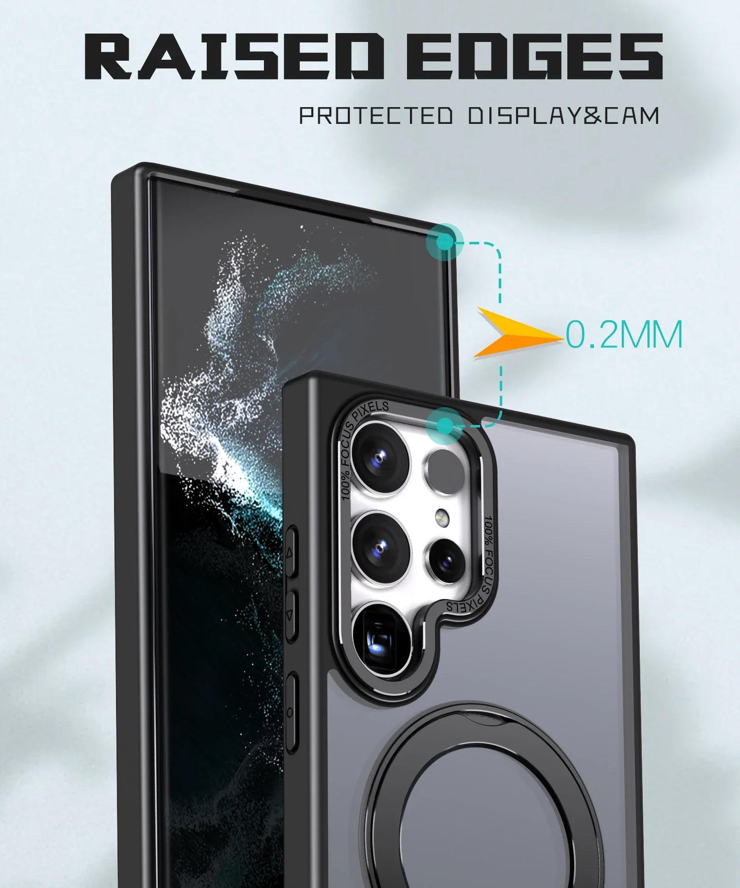 Automotive magnetic ring bracket silicone hard phone case suitable for Samsung