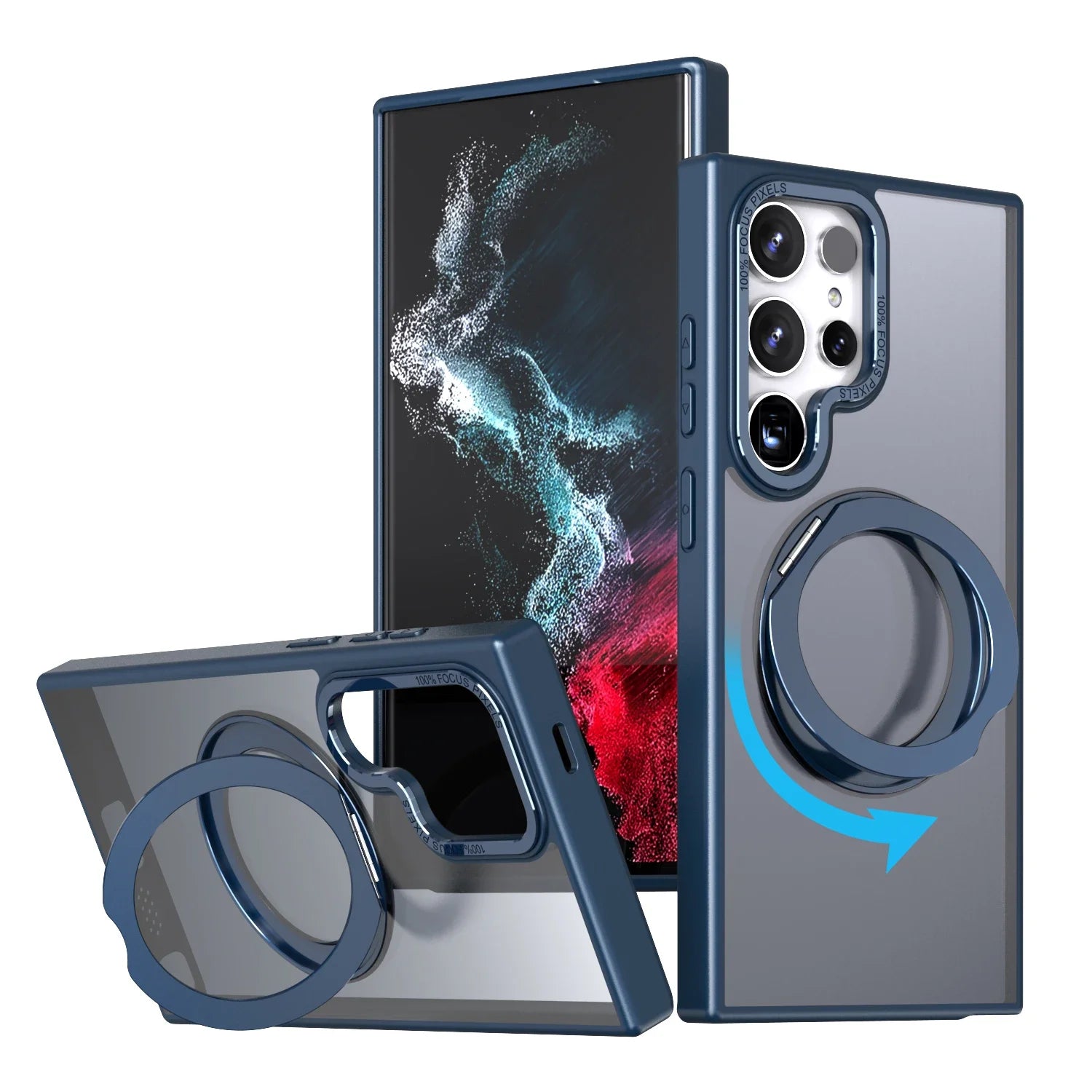 Automotive magnetic ring bracket silicone hard phone case suitable for Samsung