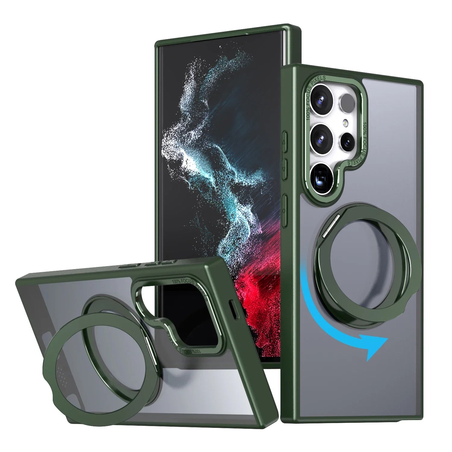 Automotive magnetic ring bracket silicone hard phone case suitable for Samsung