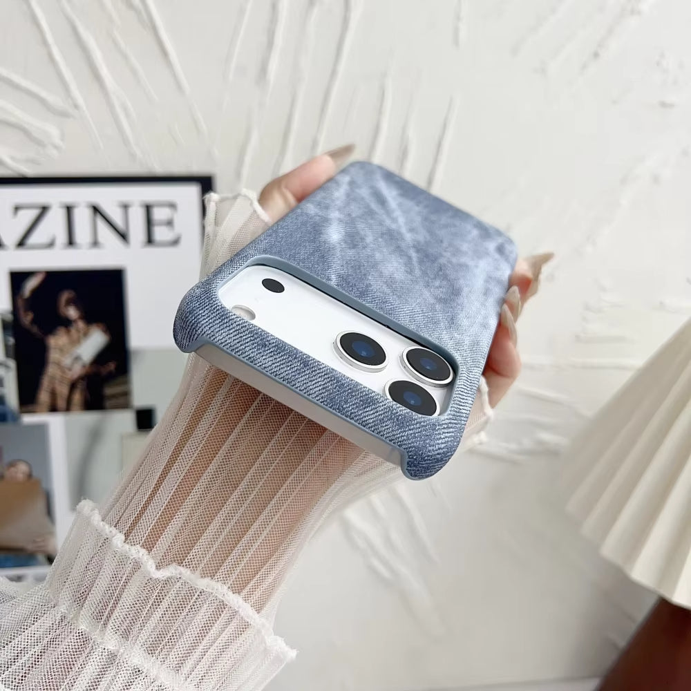 Luxury Retro Denim Tie Dye Fabric Case For iPhone
