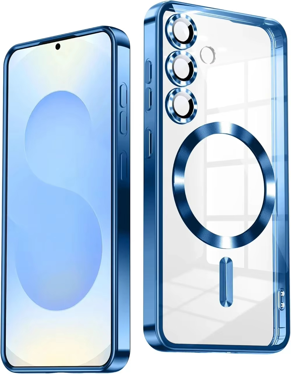 Magnetic plated transparent phone case for Samsung