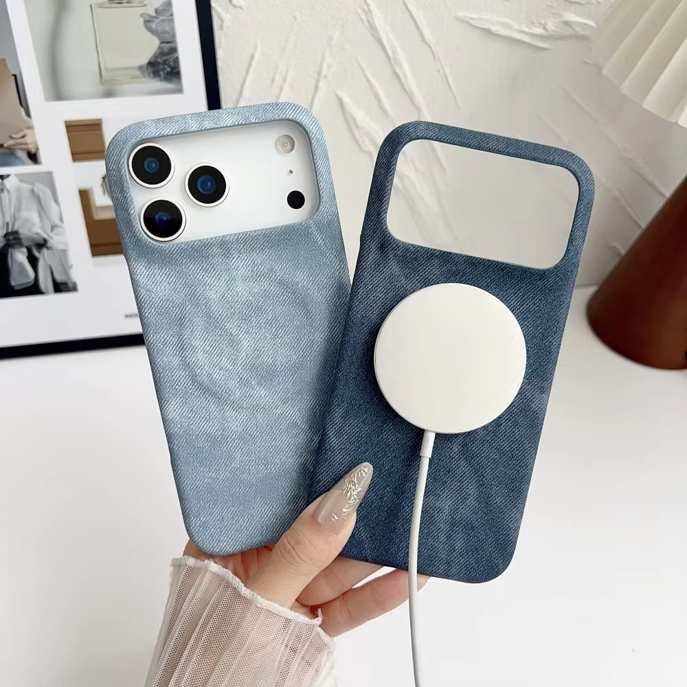 Luxury Retro Denim Tie Dye Fabric Case For iPhone