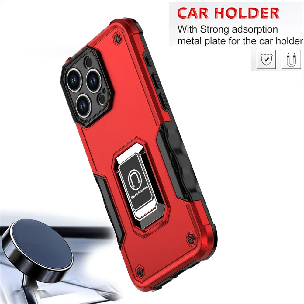 Two layer shockproof magnetic bracket phone case suitable for iPhone
