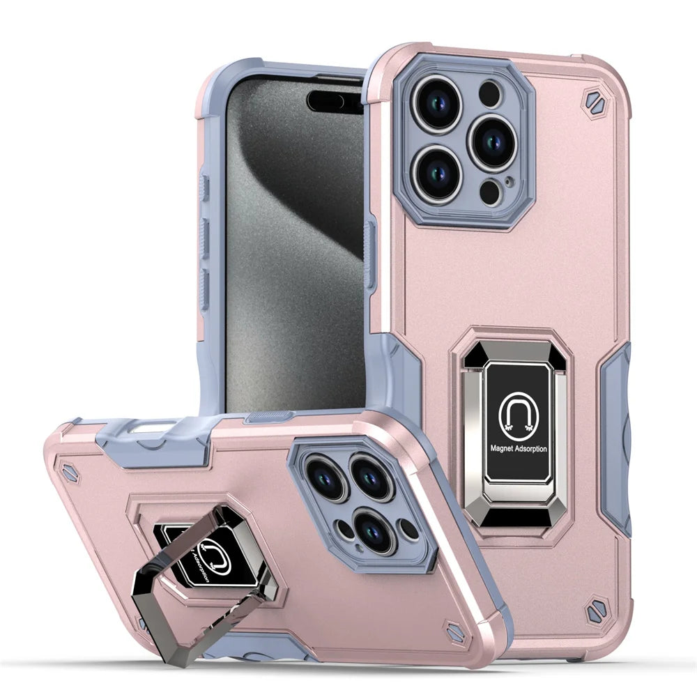Two layer shockproof magnetic bracket phone case suitable for iPhone