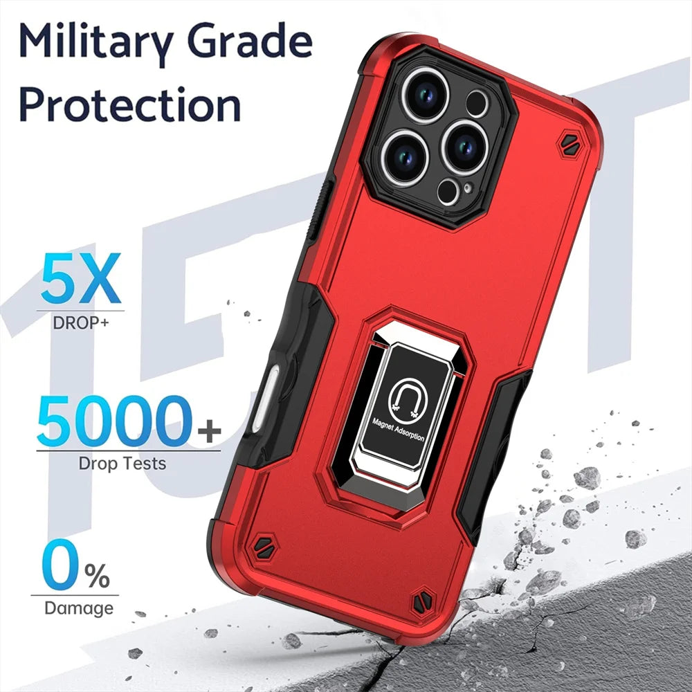Two layer shockproof magnetic bracket phone case suitable for iPhone