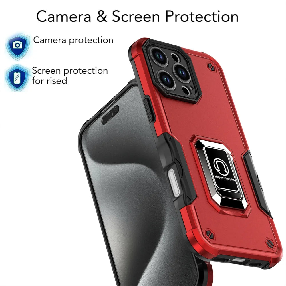 Two layer shockproof magnetic bracket phone case suitable for iPhone