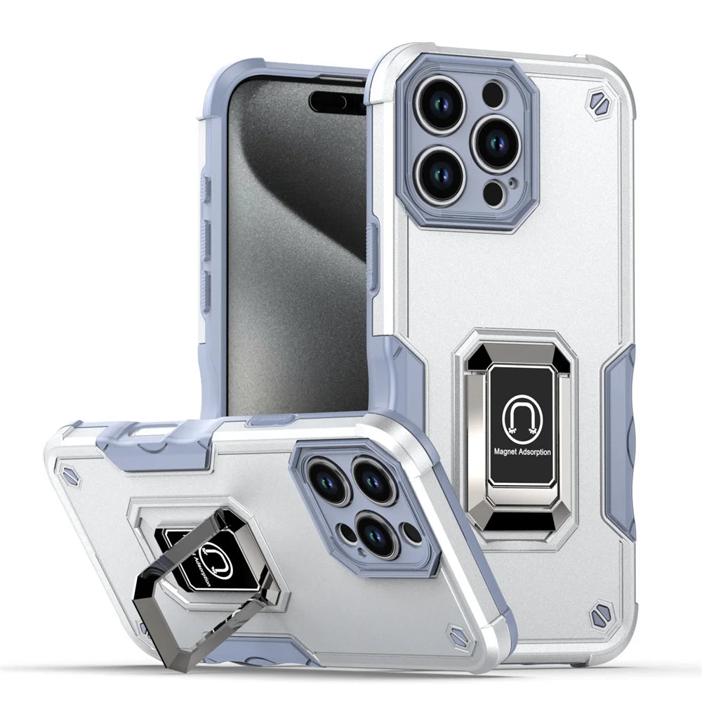 Two layer shockproof magnetic bracket phone case suitable for iPhone