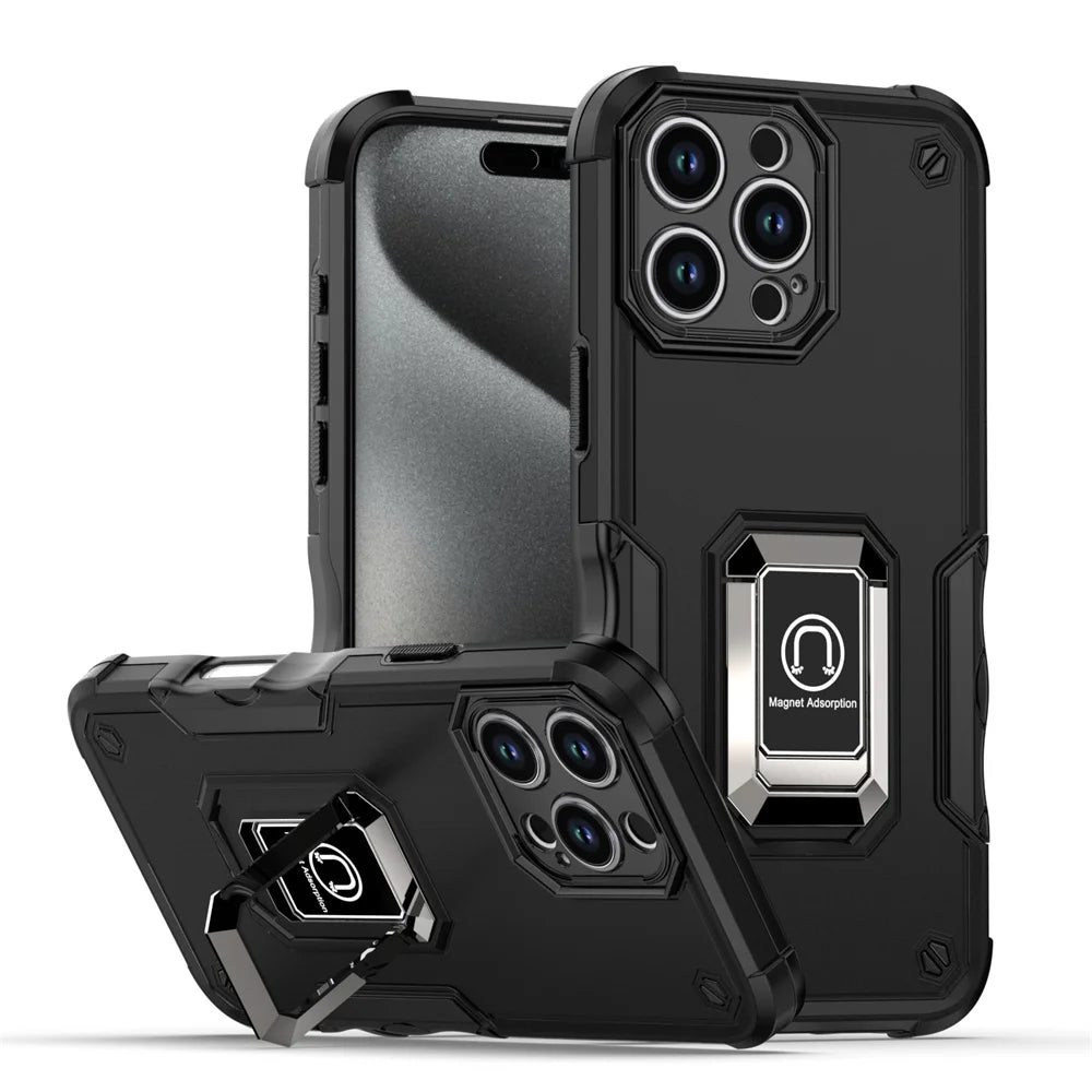 Two layer shockproof magnetic bracket phone case suitable for iPhone