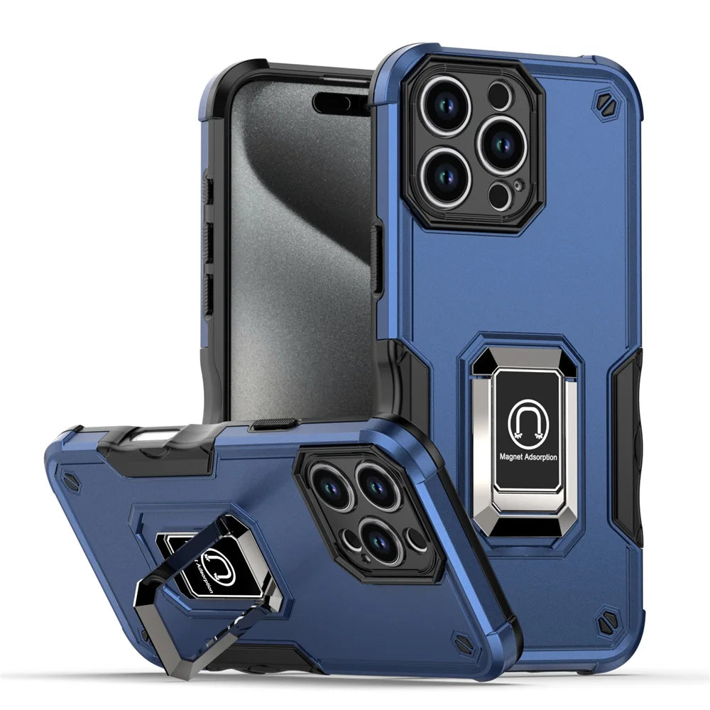Two layer shockproof magnetic bracket phone case suitable for iPhone