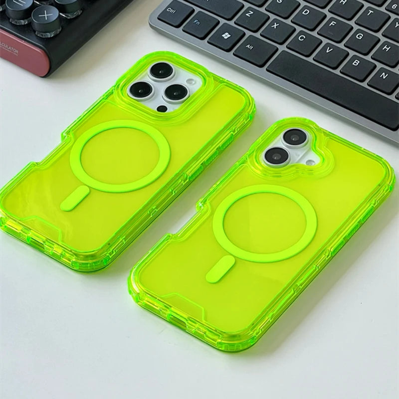 Neon Color Bumper Shockproof MagSafe Phone Case For iPhone