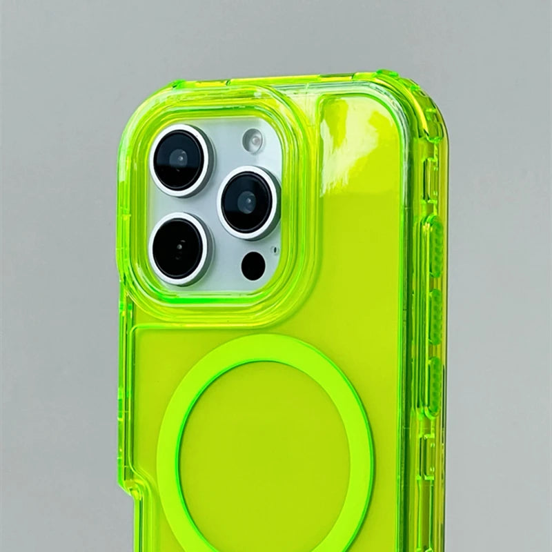 Neon Color Bumper Shockproof MagSafe Phone Case For iPhone