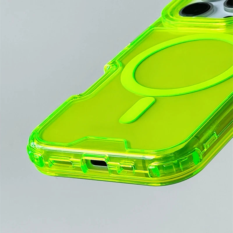 Neon Color Bumper Shockproof MagSafe Phone Case For iPhone