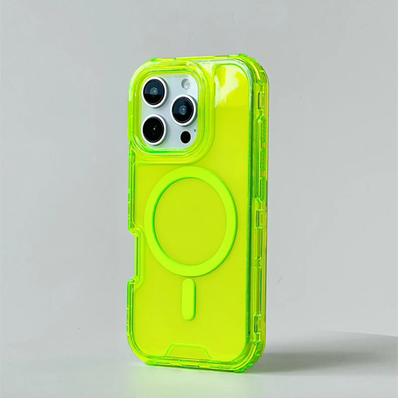 Neon Color Bumper Shockproof MagSafe Phone Case For iPhone