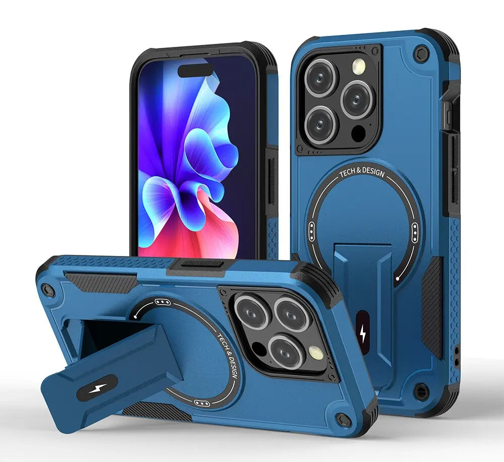 New magnetic bracket with shockproof back cover phone case suitable for iPhone