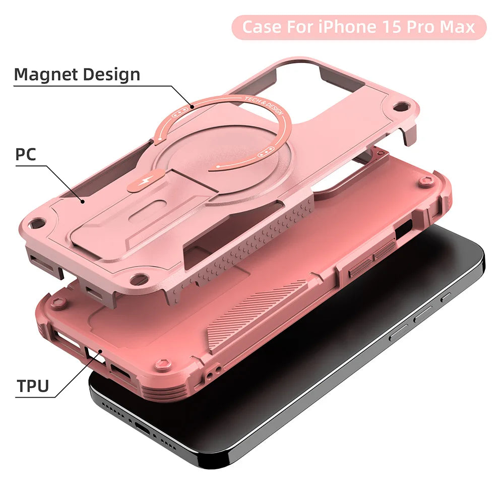 New magnetic bracket with shockproof back cover phone case suitable for iPhone