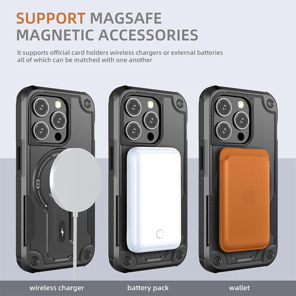 New magnetic bracket with shockproof back cover phone case suitable for iPhone
