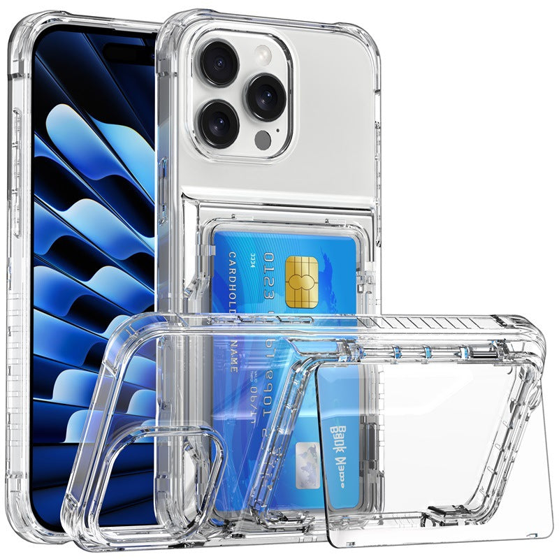 Transparent flip card insert phone case for iPhone