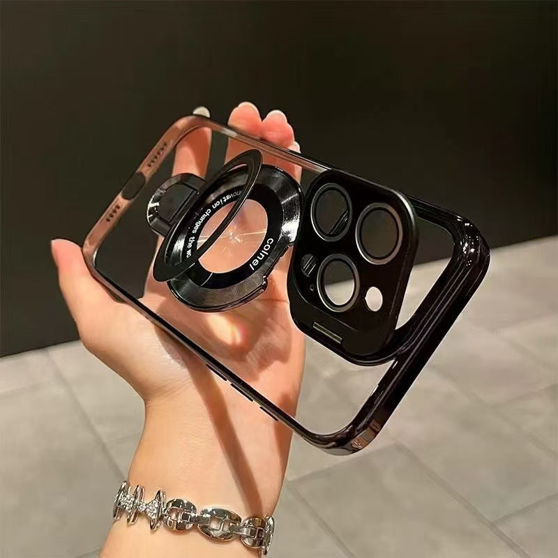Dual-Bracket High-Transparency With Lens Film Case For iPhone