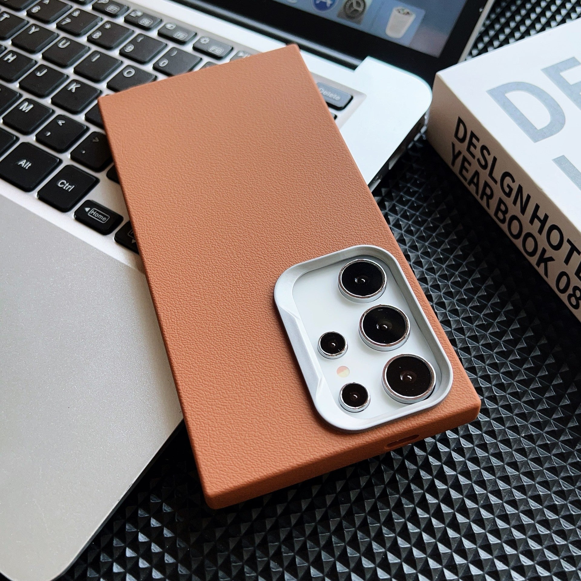 Premium minimalist plain leather phone case for Samsung