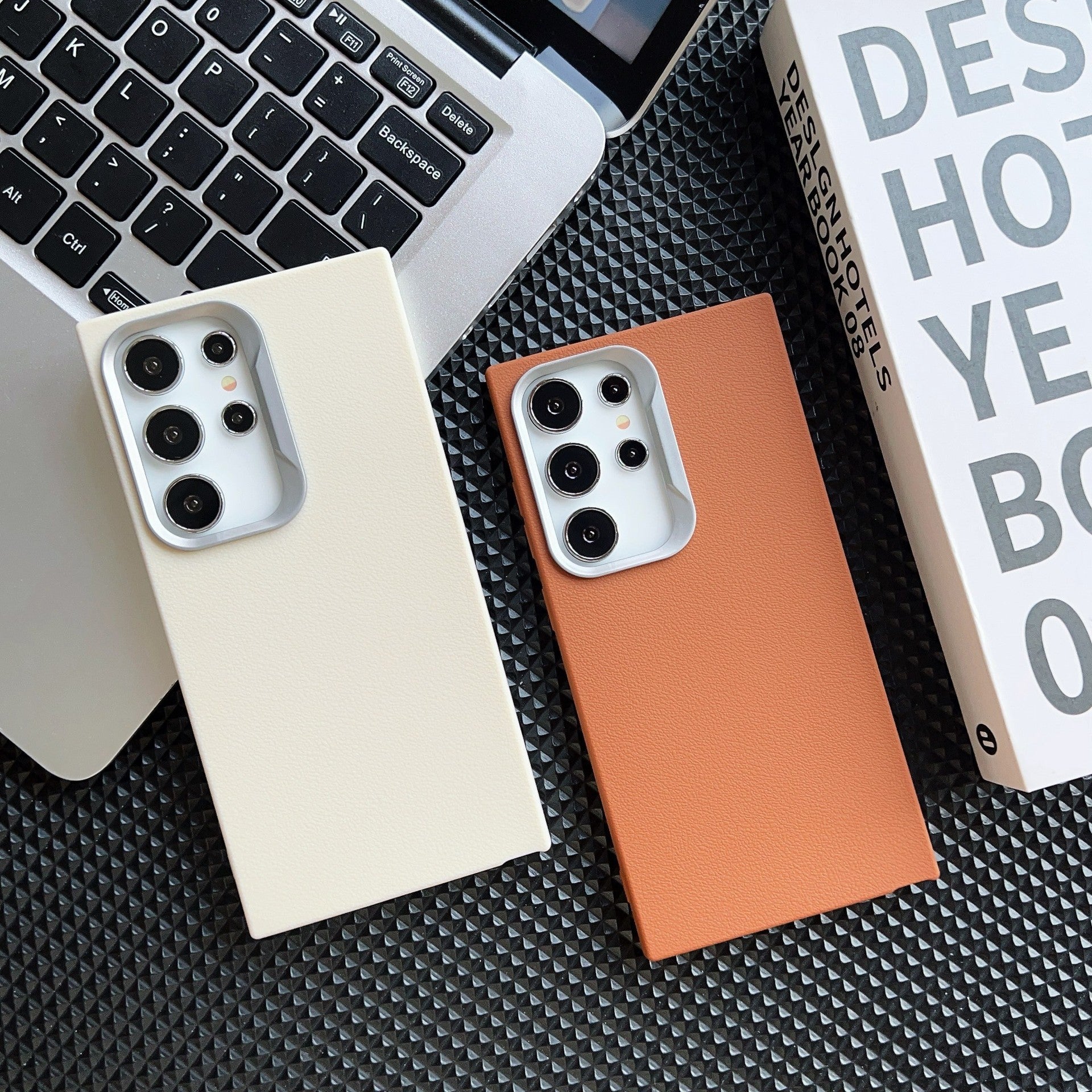 Premium minimalist plain leather phone case for Samsung