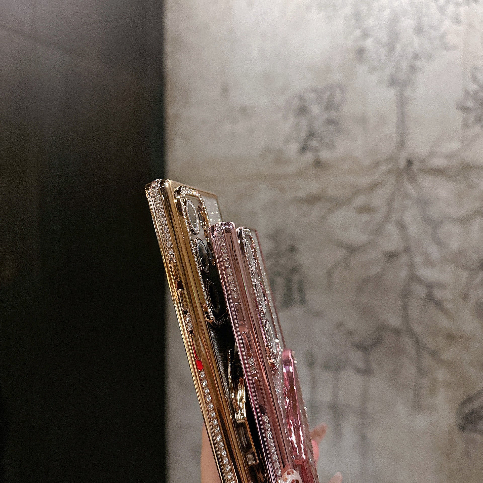 Electroplated sand butterfly holder phone case for Samsung