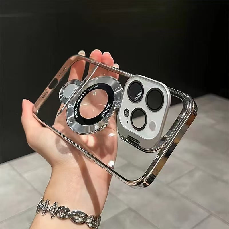 Dual-Bracket High-Transparency With Lens Film Case For iPhone