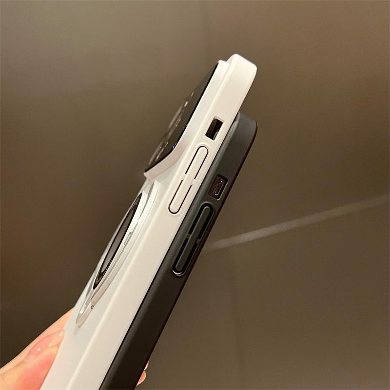 Magnetic bracket large window phone case for iPhone