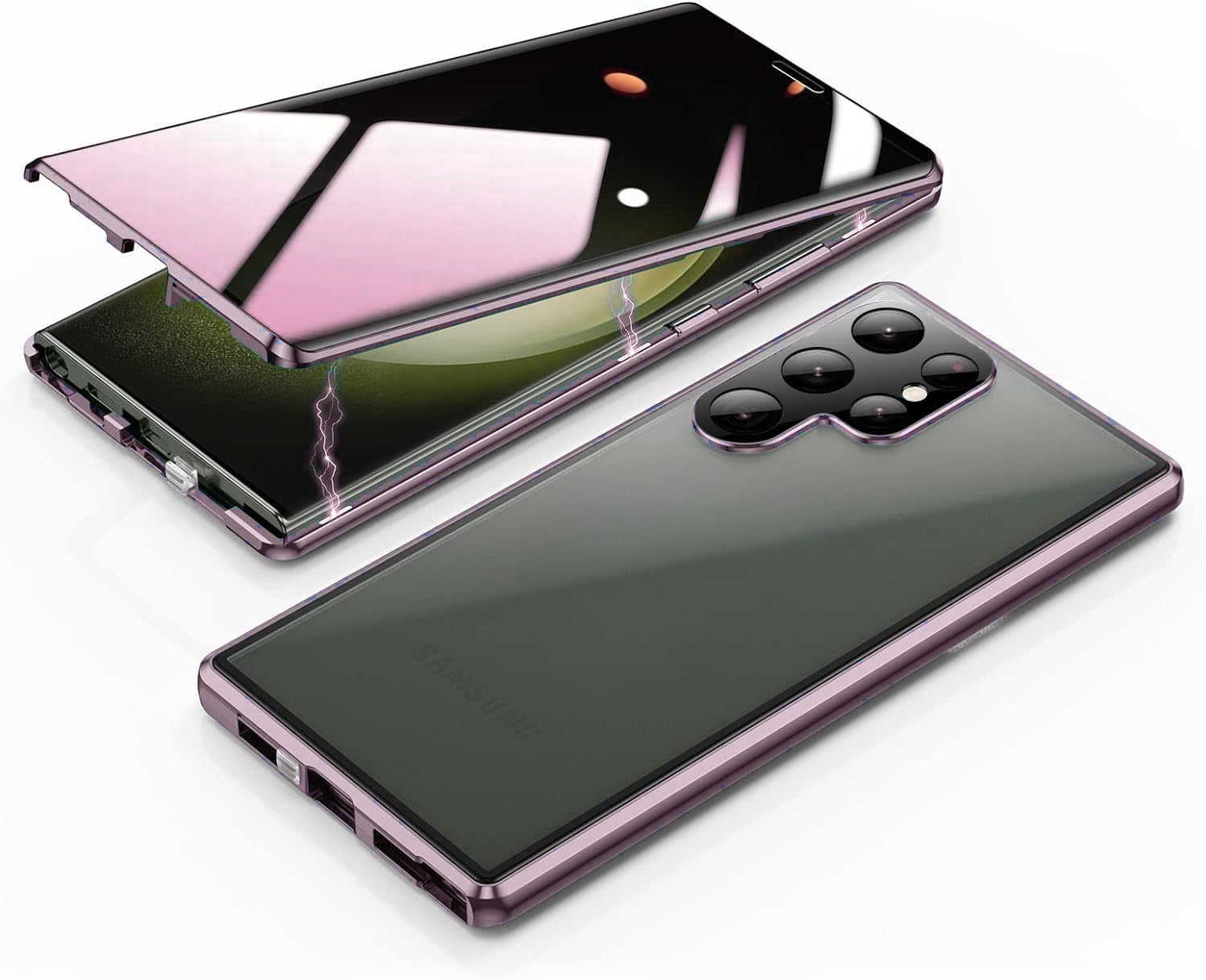 Metal magnetic anti peeping buckle phone case for Samsung