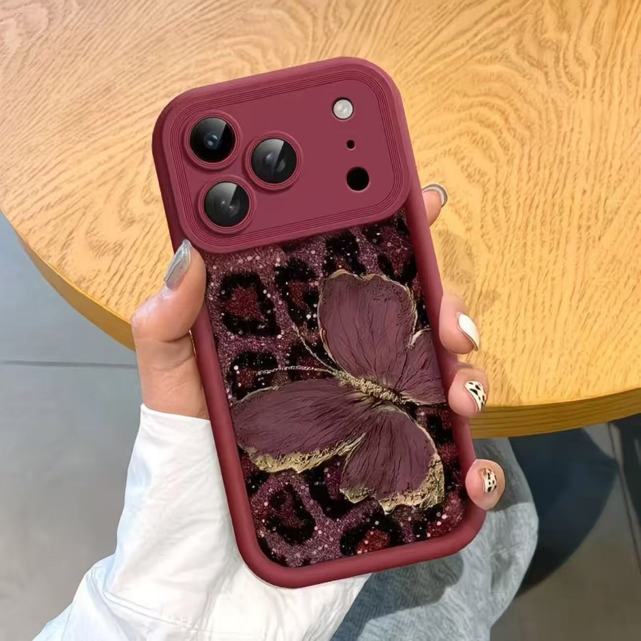 Leopard Print Butterfly Gradient Starry Sky Pattern Case For iPhone