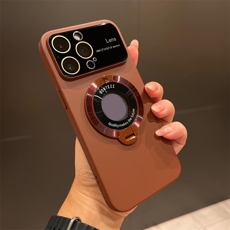 Magnetic bracket large window phone case for iPhone