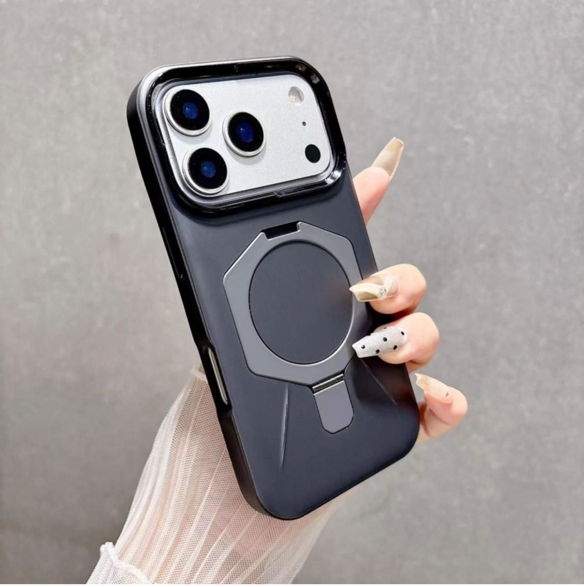 Premium feel diamond-pattern magnetic case with stand for iPhone