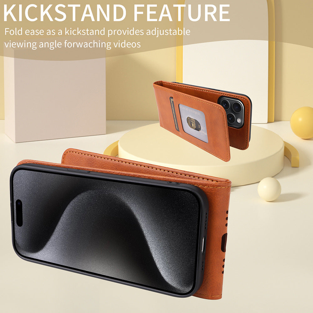 New Leather card insertion flip phone case for iPhone