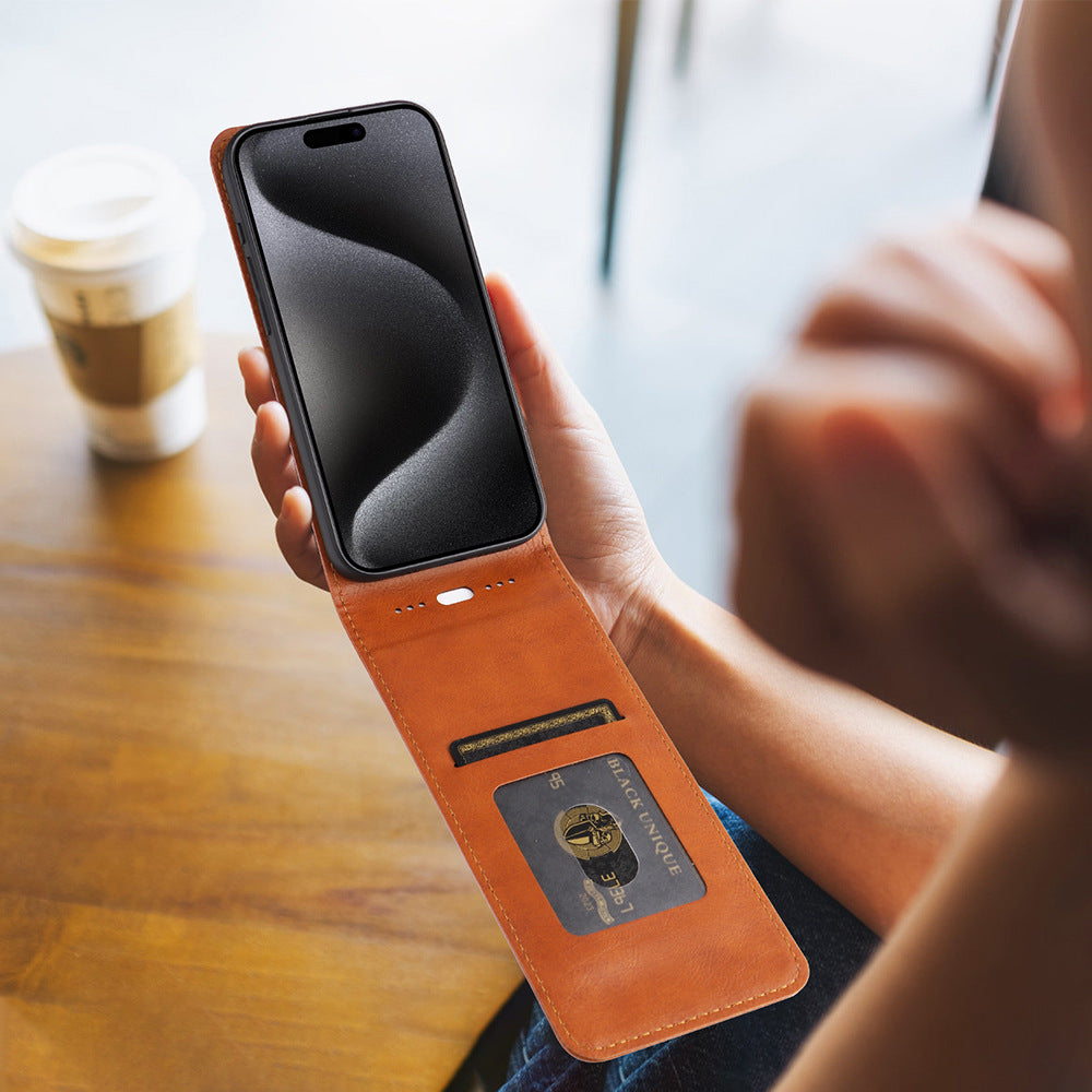 New Leather card insertion flip phone case for iPhone