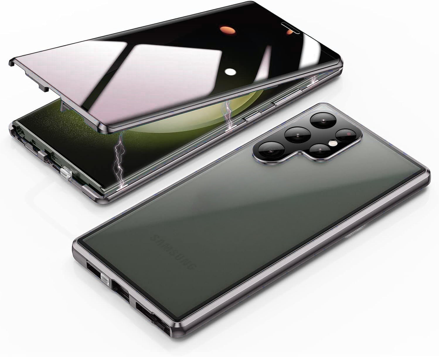 Metal magnetic anti peeping buckle phone case for Samsung