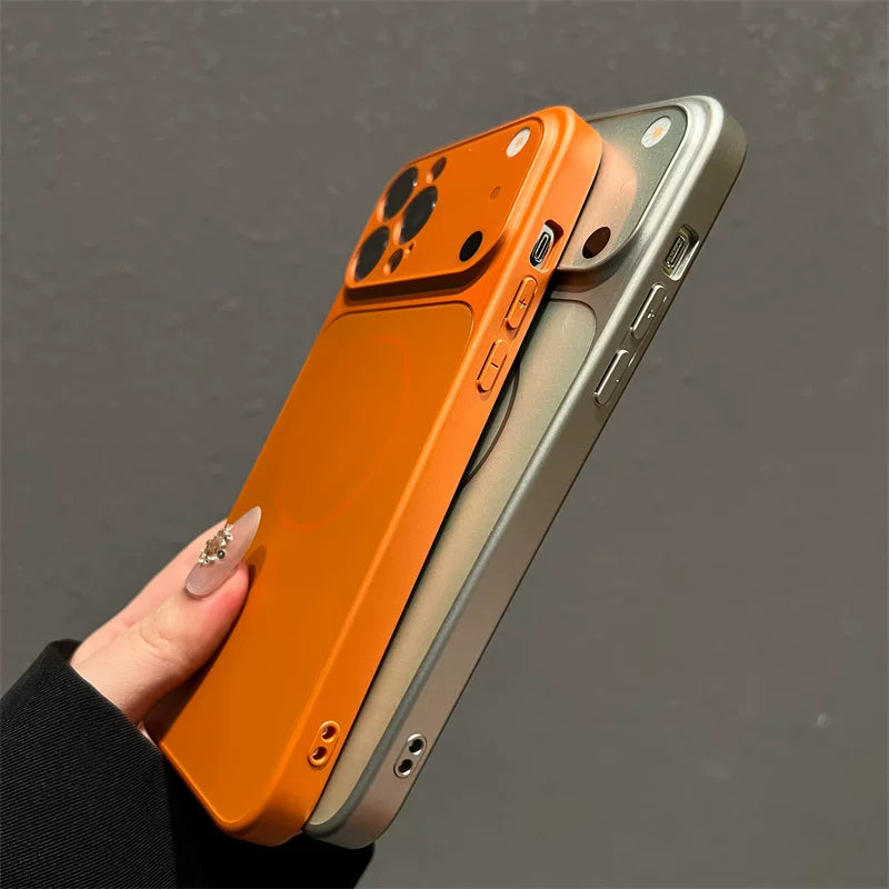 Magnetic Full-coverage Acrylic Lens Shockproof Protective Phone Case for iPhone
