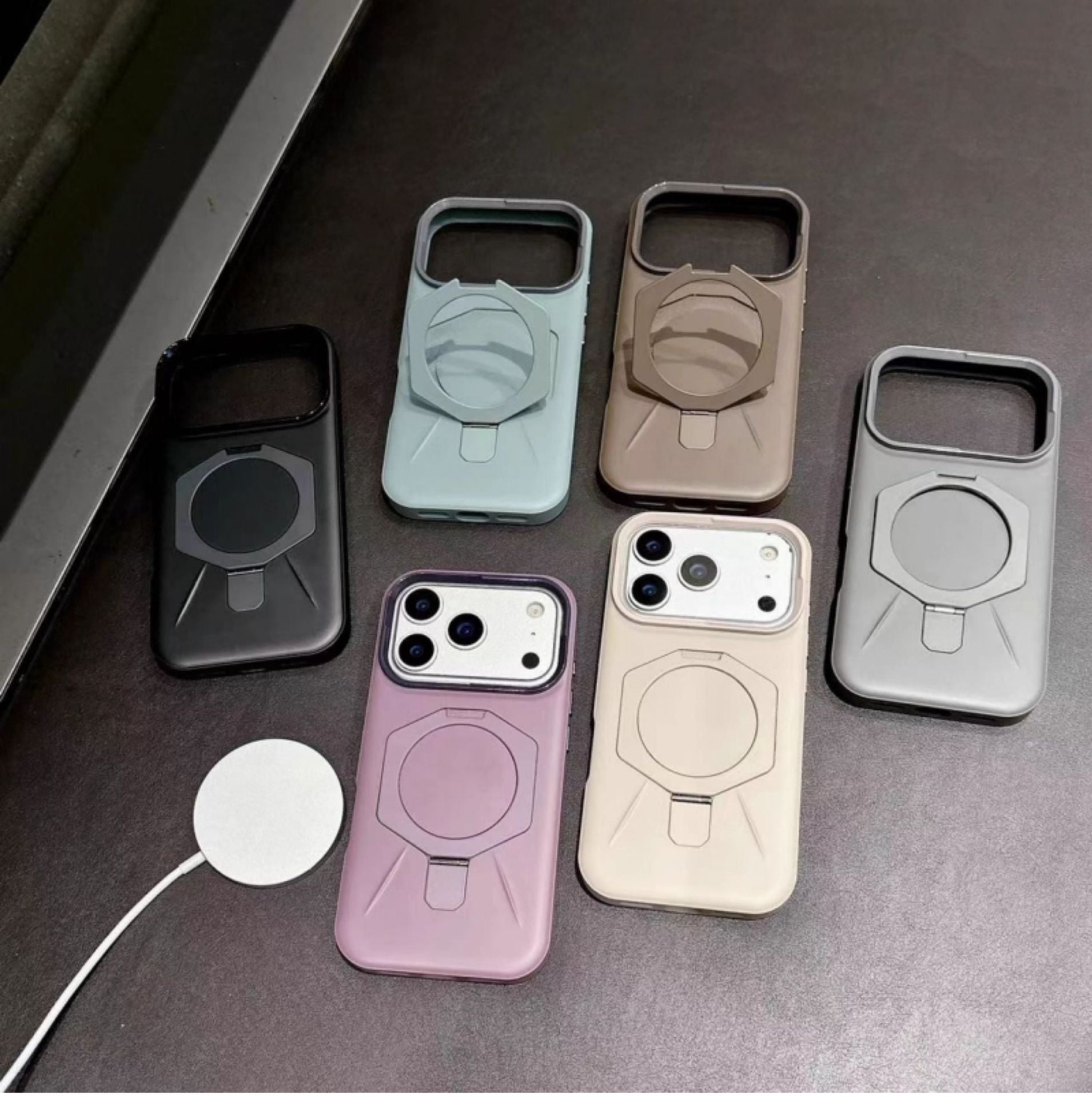 Premium feel diamond-pattern magnetic case with stand for iPhone