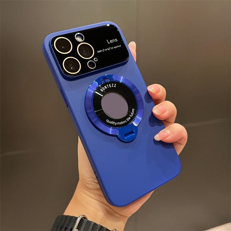 Magnetic bracket large window phone case for iPhone