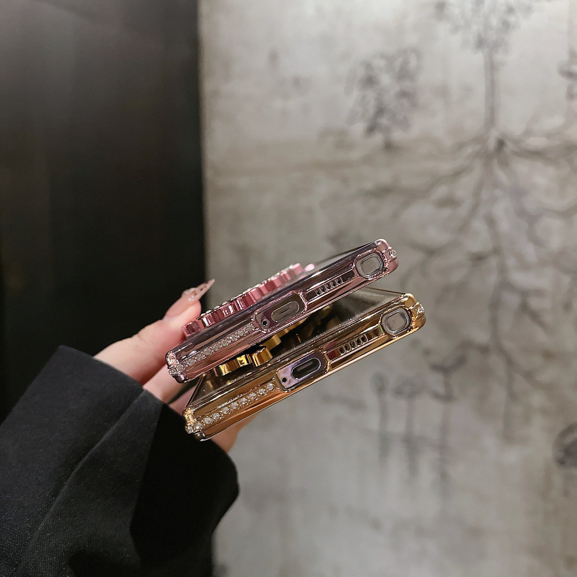 Electroplated sand butterfly holder phone case for Samsung