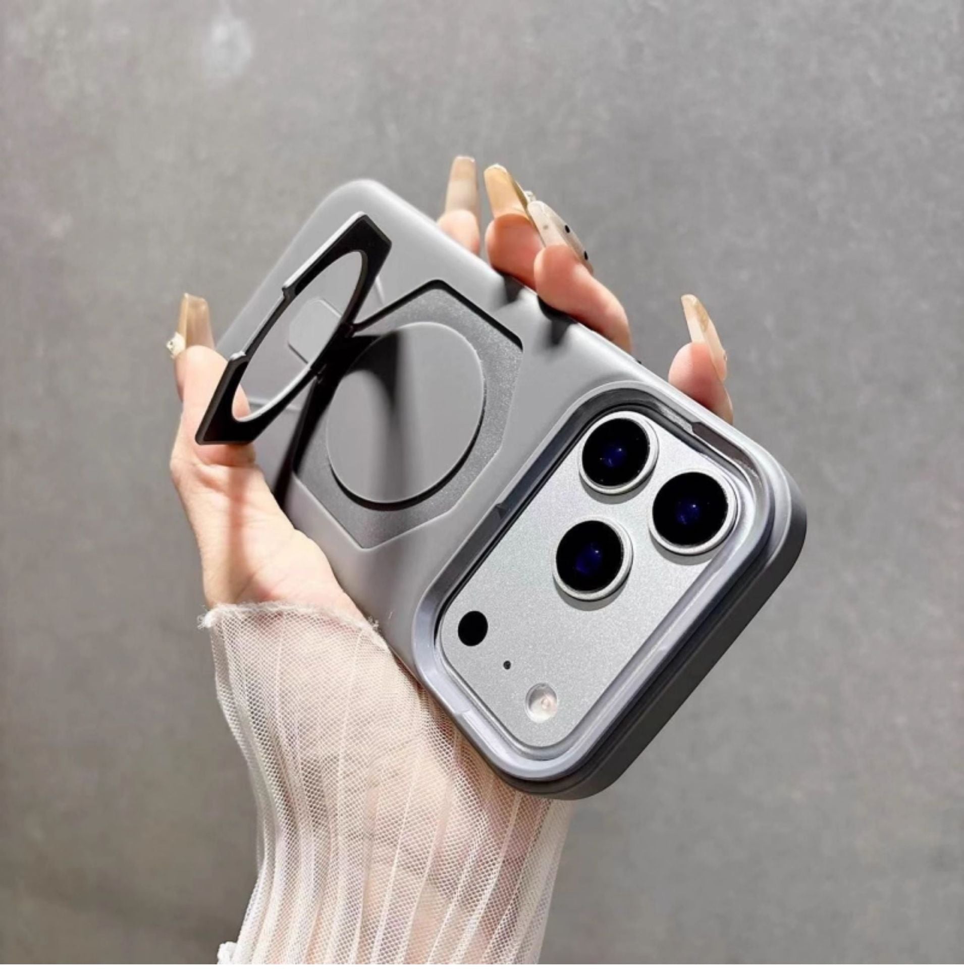 Premium feel diamond-pattern magnetic case with stand for iPhone